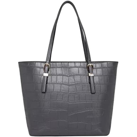 Bags Shoulder Vegan Leather Tote Bag Top Handle Handbag Grey Poshmark